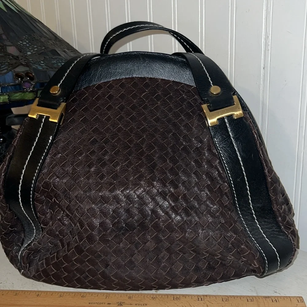 EUC Astronomica Firenze Italy woven leather satchel purse